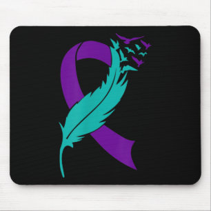Suicide Awareness Prevention Purple Teal Ribbon  Mouse Pad