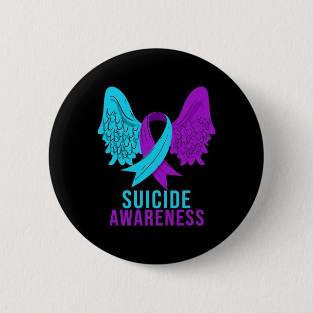 Suicide Awareness Ribbon Mental Health Depression  6 Cm Round Badge (Front)