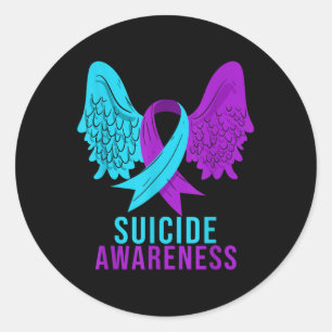 Suicide Awareness Ribbon Mental Health Depression Classic Round Sticker