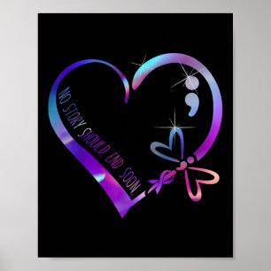 Suicide Awareness Ribbon Mental Health Positive Qu Poster