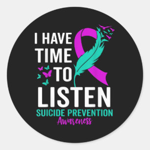 Suicide Awareness Ribbon Mental Health Suicide Pre Classic Round Sticker