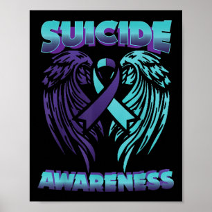 Suicide Awareness Ribbon Wings Suicide Prevention Poster