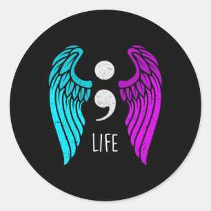 Suicide Awareness - Semi Colon Life Angel  Classic Round Sticker