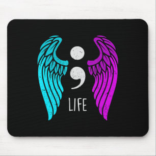 Suicide Awareness  - Semi colon Life Angel Mouse Pad
