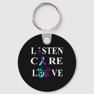 Suicide Awareness Semicolon Purple Teal Ribbon Gif Key Ring