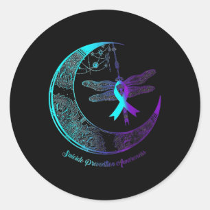Suicide Awareness Shirt Dragonfly Moon Suicide Pre Classic Round Sticker