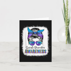 Suicide Awareness Shirt Messy Bun Hair Suicide Pre Card
