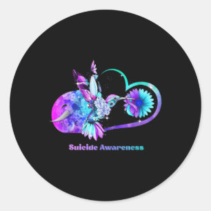 Suicide Awareness Shirt Sunflower Heart Purple Classic Round Sticker