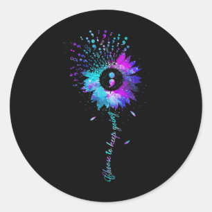 Suicide Awareness Shirt Sunflower Semicolon Teal P Classic Round Sticker
