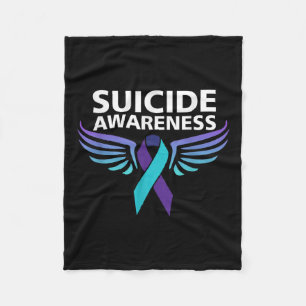 Suicide Awareness Shirt Wings And Ribbon Suicide Fleece Blanket