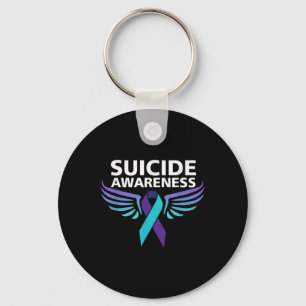 Suicide Awareness Shirt Wings And Ribbon Suicide Key Ring