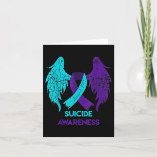 Suicide Awareness Shirt Wings And Ribbon Teal And Card