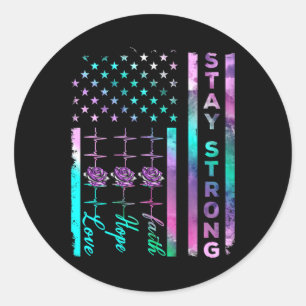 Suicide Awareness Stay Strong Us American Distress Classic Round Sticker