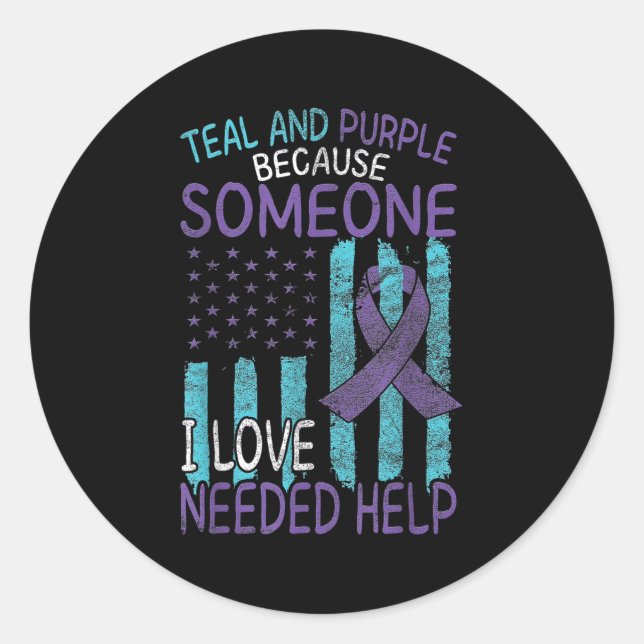 Suicide Awareness Suicide Prevention Suprt Survivo Classic Round Sticker (Front)