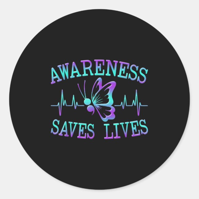 Suicide Awareness Suicide Prevention Suprt Survivo Classic Round Sticker (Front)