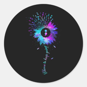 Suicide Awareness Sunflower Semicolon Teal Purple Classic Round Sticker