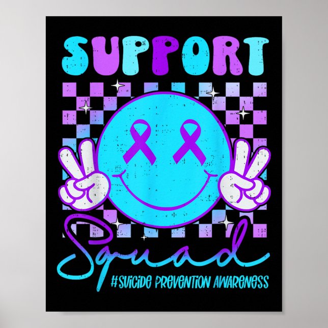 Suicide Awareness Teal &amp; Purple Ribbon Suprt G Poster (Front)
