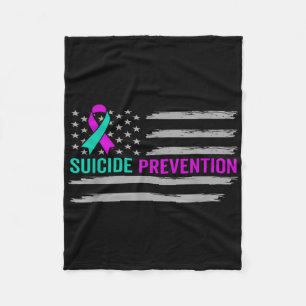 Suicide Awareness Usa American Flag Mental Health  Fleece Blanket