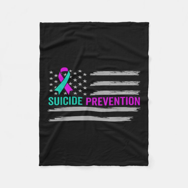 Suicide Awareness Usa American Flag Mental Health  Fleece Blanket (Front)