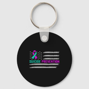 Suicide Awareness Usa American Flag Mental Health Key Ring
