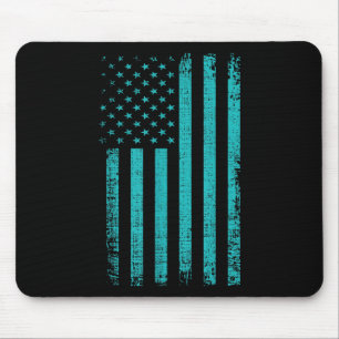 Suicide Awareness Usa Flag Teal Purple American Mouse Pad