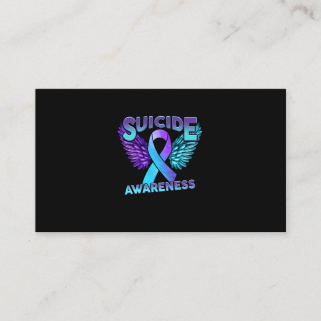 Suicide Awareness Wings And Ribbon Suicide Prevent Business Card (Front)