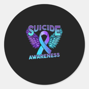 Suicide Awareness Wings And Ribbon Suicide Prevent Classic Round Sticker