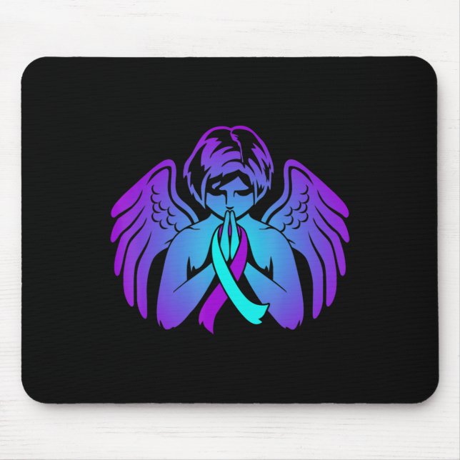 Suicide Awareness Wings Angel Ribbon Happy Support Mouse Pad (Front)