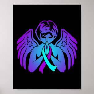 Suicide Awareness Wings Angel Ribbon Happy Support Poster
