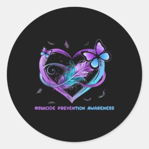 Suicide Awareness Wings Angel Ribbon, Suicide Prev Classic Round Sticker