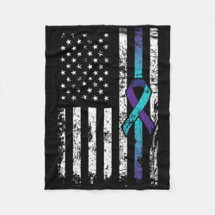 Suicide Depression American Flag Prevention Awaren Fleece Blanket