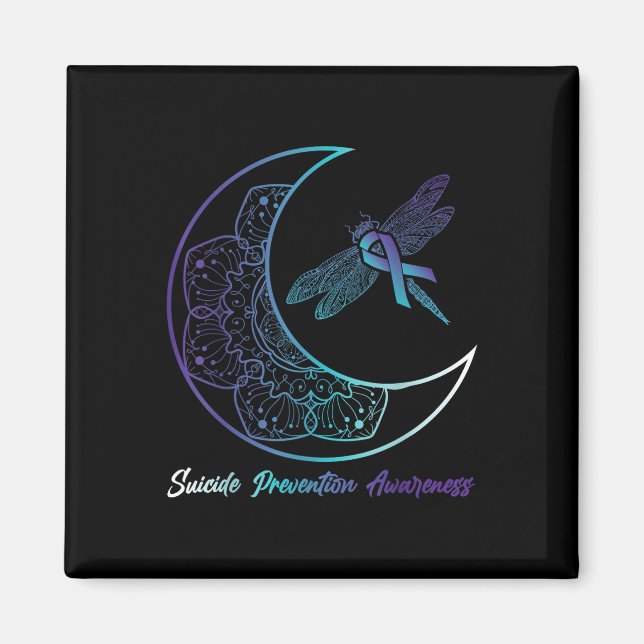 Suicide Depression Moon Dragonfly Prevention Aware Magnet (Front)