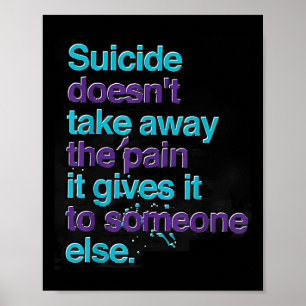 Suicide Doesnt Take Away The Pain Happy Awareness  Poster