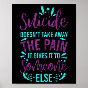 Suicide Doesnt Take Away The Pain Happy Awareness Poster