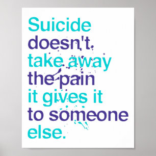 Suicide Doesn't Take Away The Pain Mental Health A Poster
