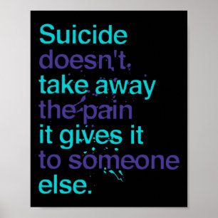 Suicide Doesn't Take Away The Pain Mental Health A Poster