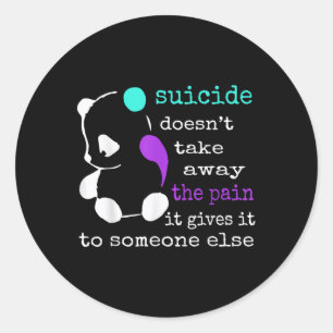 Suicide Pain Semicolon Suicide Prevention Awarenes Classic Round Sticker