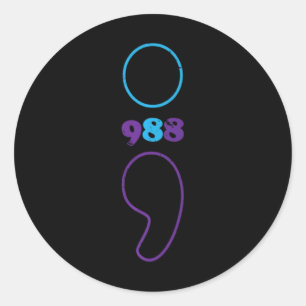 Suicide Prevention 988 Comma Awareness  Classic Round Sticker