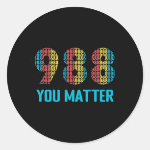Suicide Prevention 988 Hotline 1  Classic Round Sticker