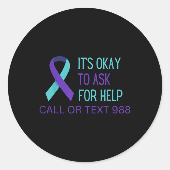 Suicide Prevention 988 Hotline Shirt 988 Suicide C Classic Round Sticker (Front)