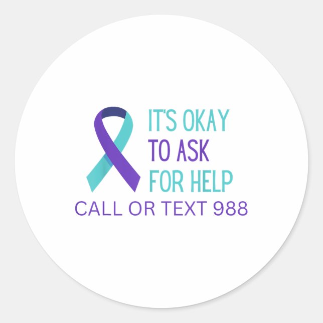 Suicide Prevention 988 Hotline Shirt 988 Suicide C Classic Round Sticker (Front)