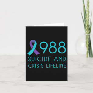 Suicide Prevention 988 - Suicide Awareness - Black Card