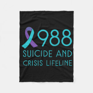 Suicide Prevention 988 - Suicide Awareness - Black Fleece Blanket
