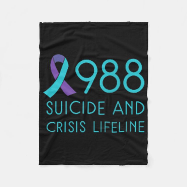 Suicide Prevention 988 - Suicide Awareness - Black Fleece Blanket (Front)