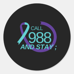 Suicide Prevention 988 Suicide Prevention Depressi Classic Round Sticker