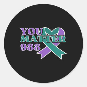 Suicide Prevention 988 You Problem Awareness Ribbo Classic Round Sticker