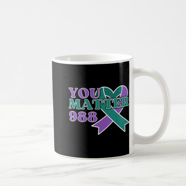 Suicide Prevention 988 You Problem Awareness Ribbo Coffee Mug (Right)