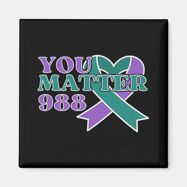 Suicide Prevention 988 You Problem Awareness Ribbo Magnet (Front)