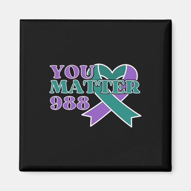Suicide Prevention 988 You Problem Awareness Ribbo Magnet (Front)