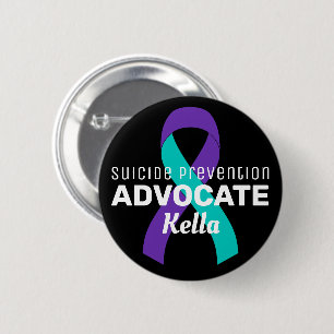 Suicide Prevention Advocate Ribbon Black Button